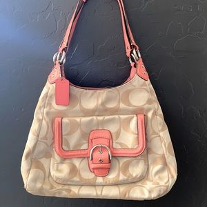 Coach monogram purse leather coral